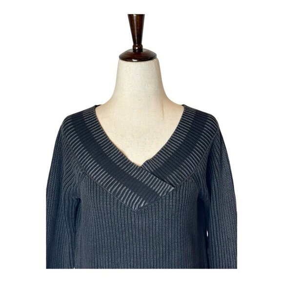 Rag & Bone Sweater Women Small Black Gray Ribbed Knit Off The Shoulder Dawn - Picture 4 of 12